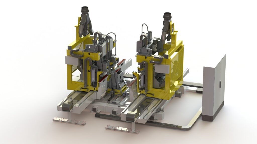 For simultaneous notching on both edges of doors