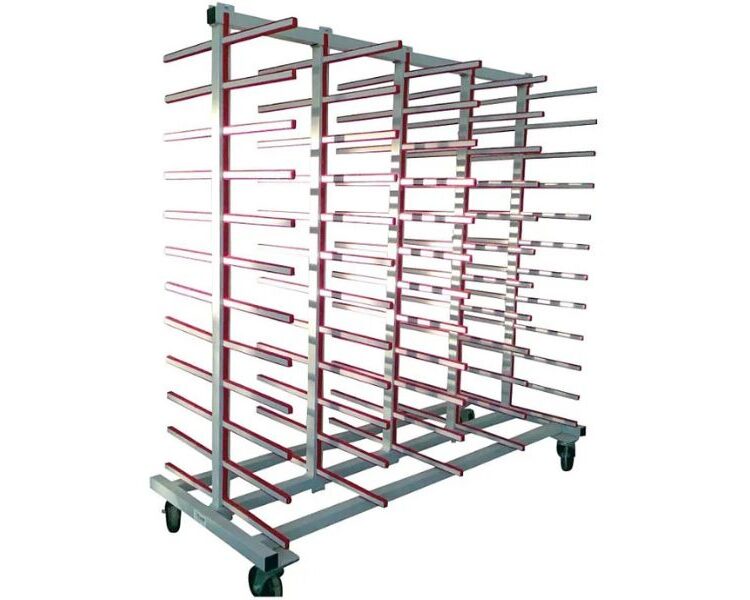 Chariot de stockage et de transport horizontal de profilés – RU‑PWD Chariot de stockage et de transport horizontal de profilés pour menuiserie industrielle – RU‑PWD