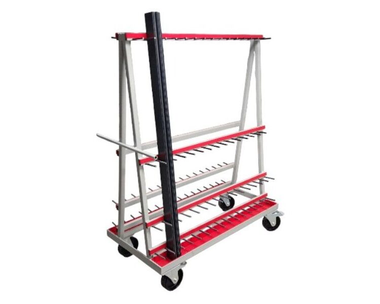 Chariot de stockage de profilés et parcloses – RU‑PW2SG Chariot de stockage de profilés et parcloses pour menuiserie industrielle – RU‑PW2SG