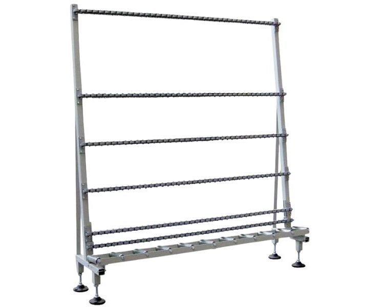 Convoyeur vertical à rouleaux – RU‑R Convoyeur vertical à rouleaux pour le transfert de menuiseries en atelier industriel – RU‑R
